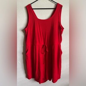 Torrid red ribbed knit drawstring romper